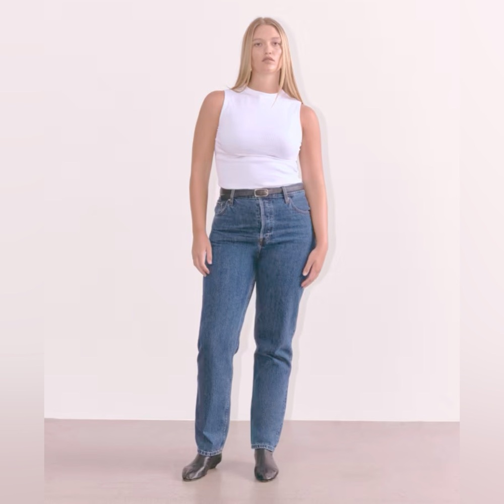 Brand new with tags Everlane 90’s cheeky straight Jean in medium blue. Size 25
